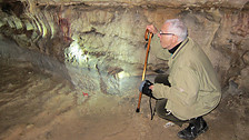 DURATION: 01:05 Is this how caves sounded to our prehistoric ancestors?  The undoubted star of Episode 1 is Iégor Reznikoff, who sang for us in the cave of Arcy-sur-Cure. Professor Reznikoff is an expert in ancient music and early Christian chant.  His technique is to use 'just intonation'. It sounds unusual and exotic. But modern musical styles don't become attuned to these archaic places. Use 'primitive' sounds, however, and the singer's body and the cave vibrate together as this extended clip of Professor Reznikoff demonstrates.